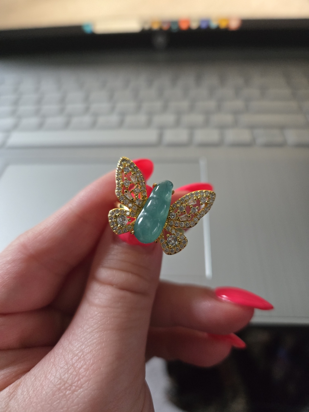 JADE Butterfly Adjustable Ring